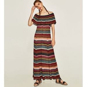 Zara | Multicoloured Striped Knit Maxi Dress